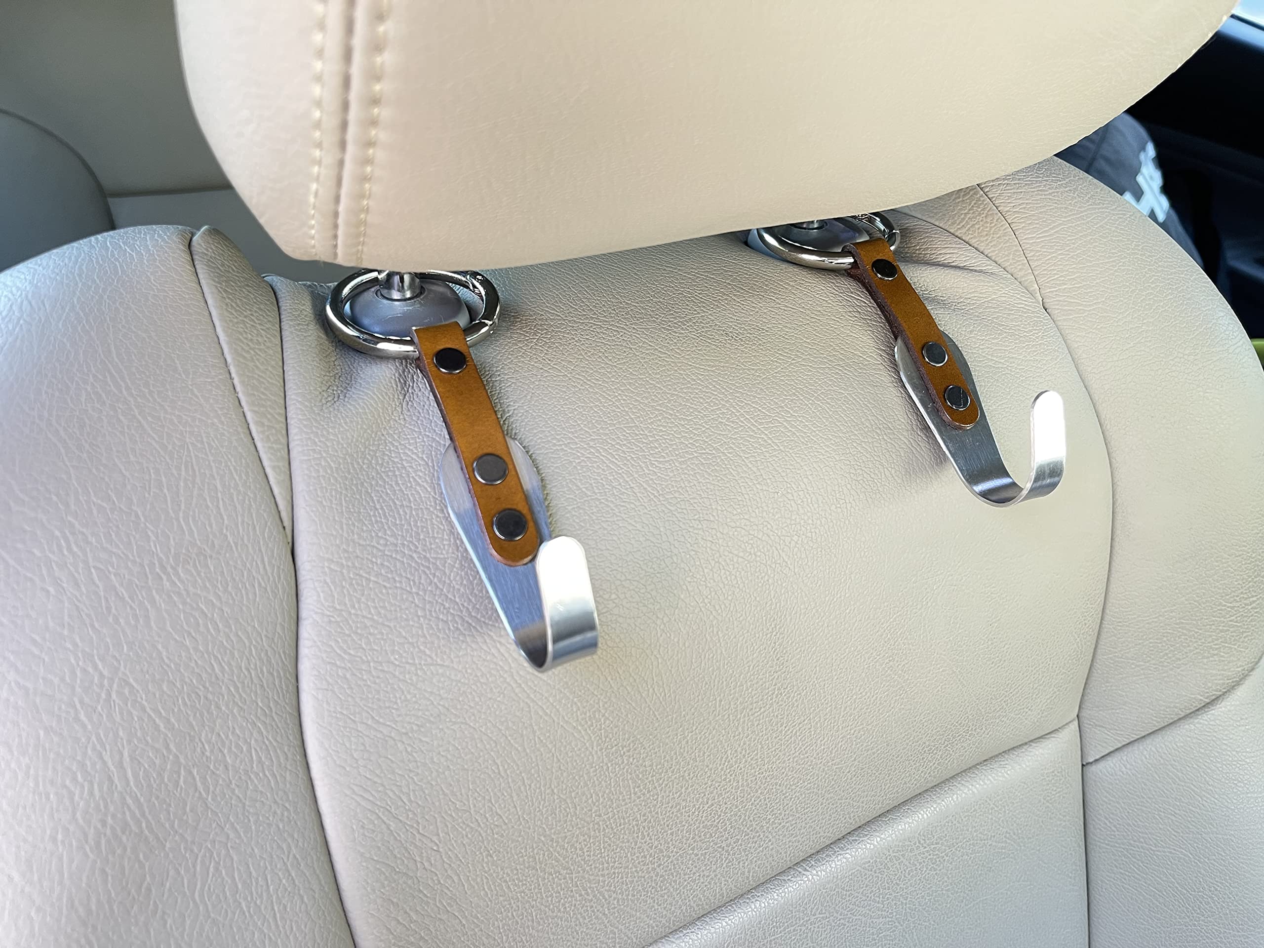 Ganchos para reposacabezas de coche de piel de alta calidad | 2 unidades | por IQ Labs