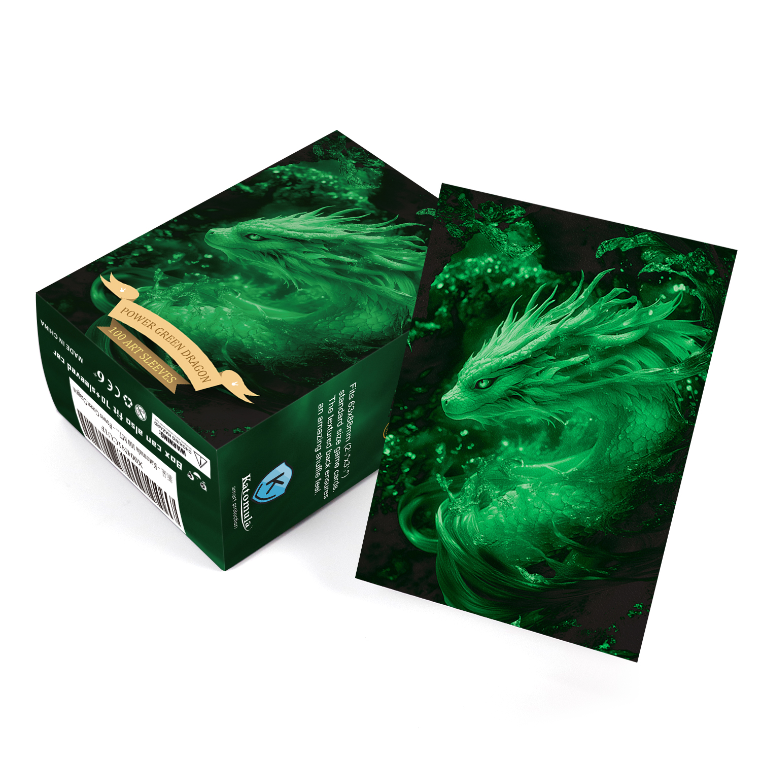 Katomula 100 MTG Card Sleeves with 100 Inner Sleeves, Textured Back Art Sleeve, Fit Standard Size Cards (Power Green Dragon) : Toys & Games