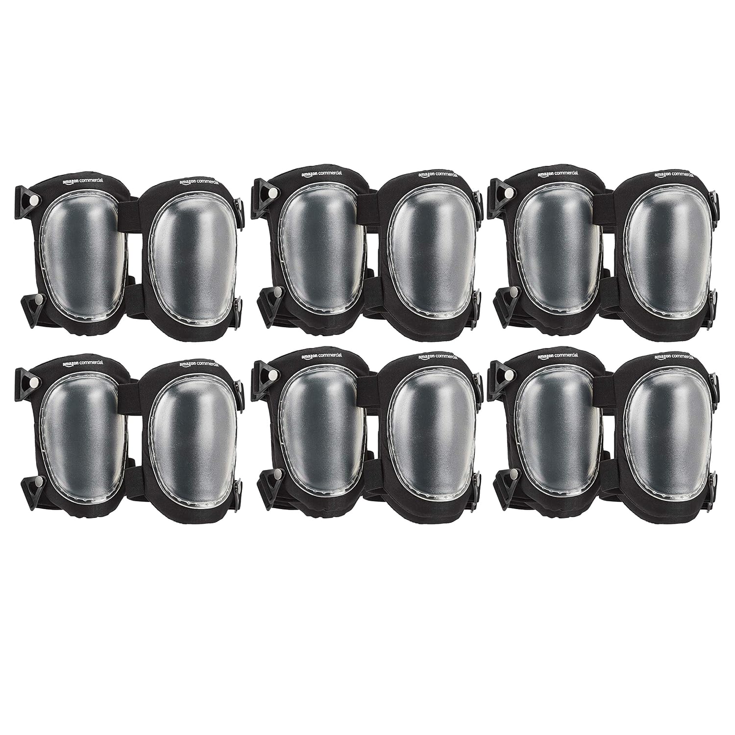 AmazonCommercial Easy swivel Knee Pads, 9 in, Clear, 6 pair