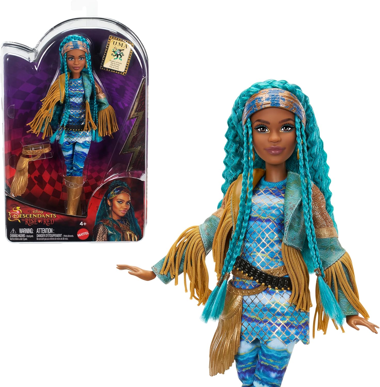 Mattel Disney Descendants: The Rise of Red Fashion Doll & Accessory – Uma, Daughter of Ursula with Movie-Inspired Clothes