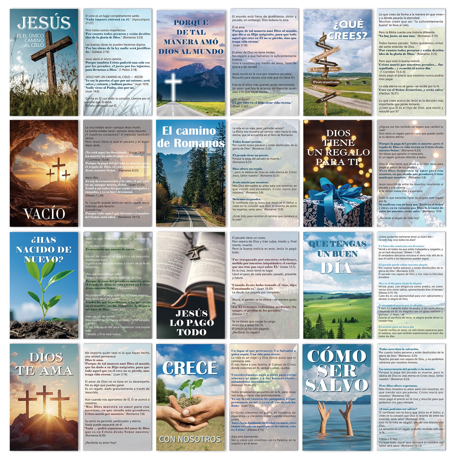 cosmisun 240 Pcs Spanish Gospel Tract Card, Plan of Salvation Cards