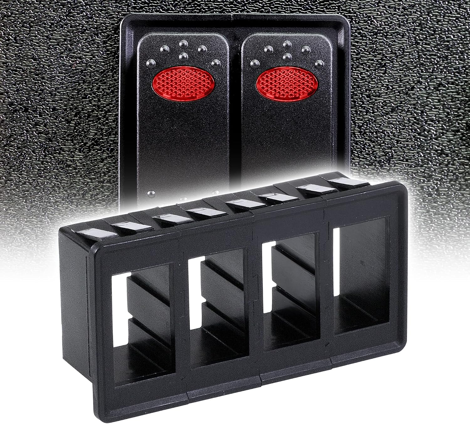 4-Slot Rocker Switch Panel Housing Kit [Industry Standard Fit] [Heavy Duty] [Expandable Design] [Professional Look] Automotive Mount Rocker Switch Holder