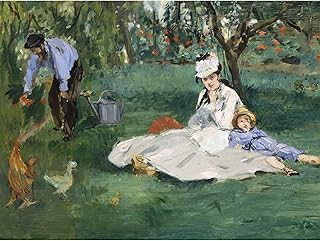 Artery8 Manet Monet Family In Their Garden Argenteuil Painting Large Wall Art Poster Print Thick Paper 18X24 Inch