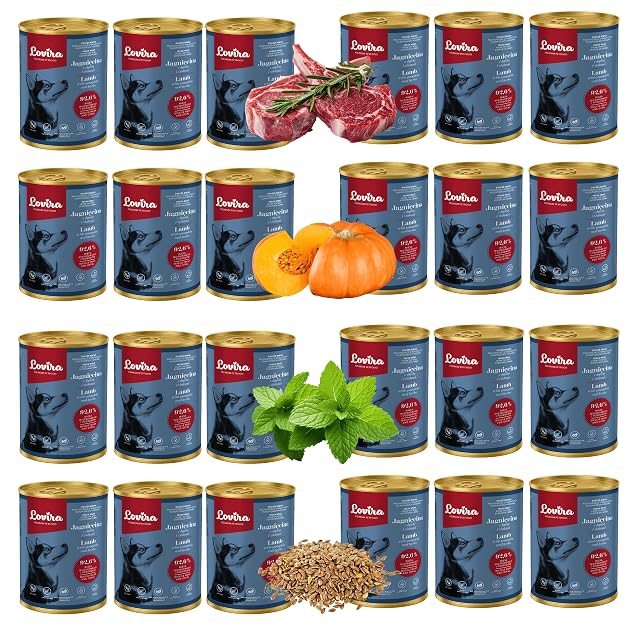 Lovira - Cibo umido per cani - con 74,6% di Carne, Senza cereali - agnello
