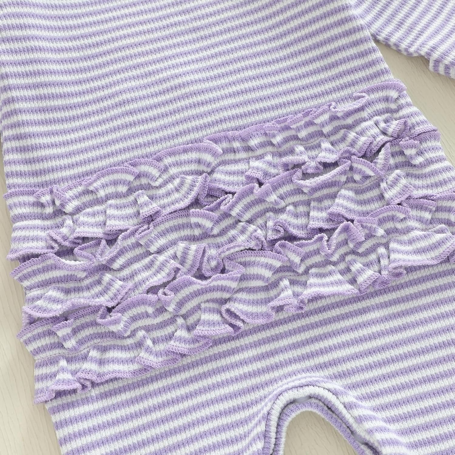 Newborn Girl Mardi Gras Outfit Letter Bow Long Sleeve Romper Jumpsuit One Piece Clothes Headband - Image 6