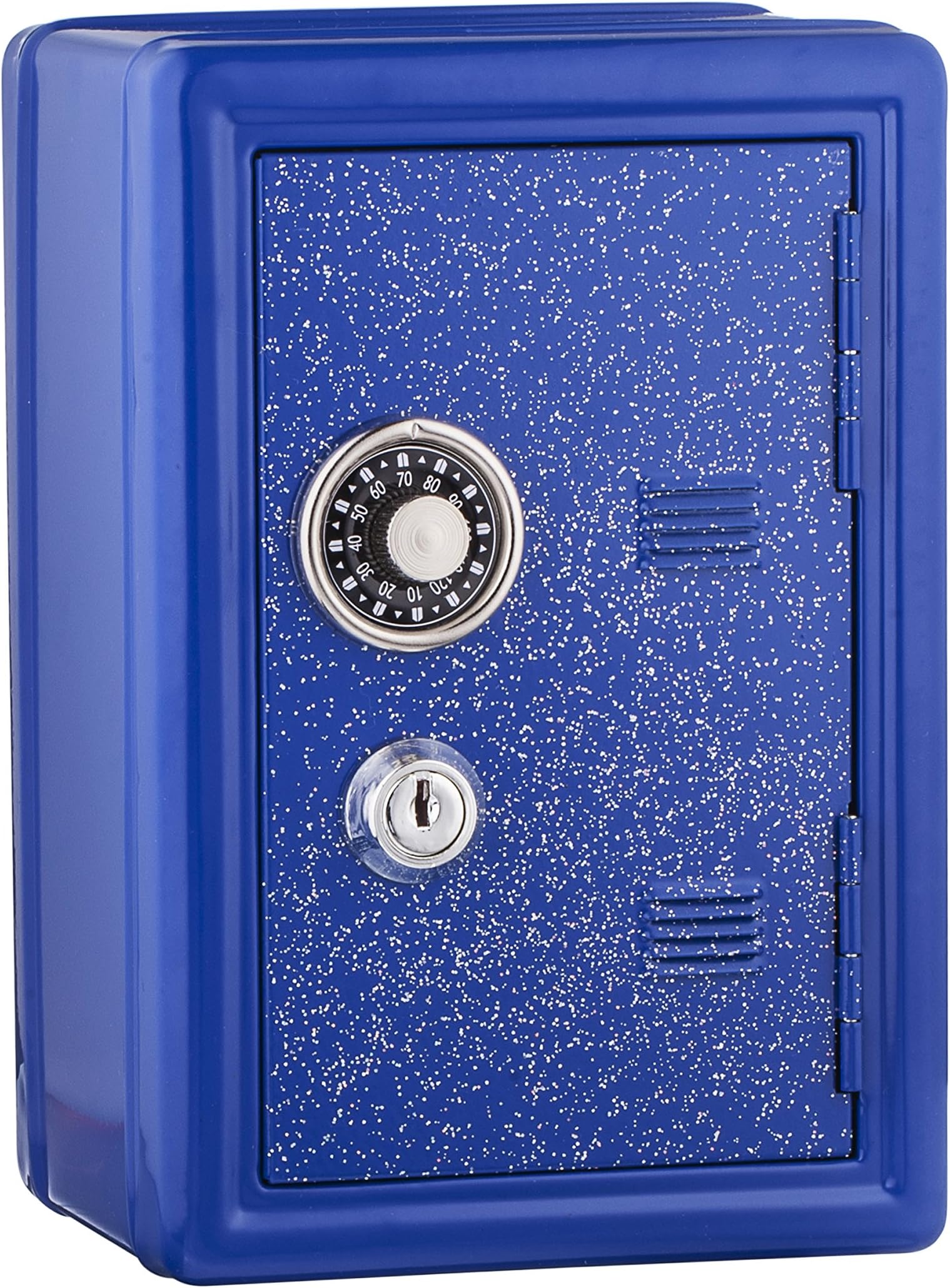 Kids Safe Bank, Made of Metal, with Key and Combination Lock, (Blue)