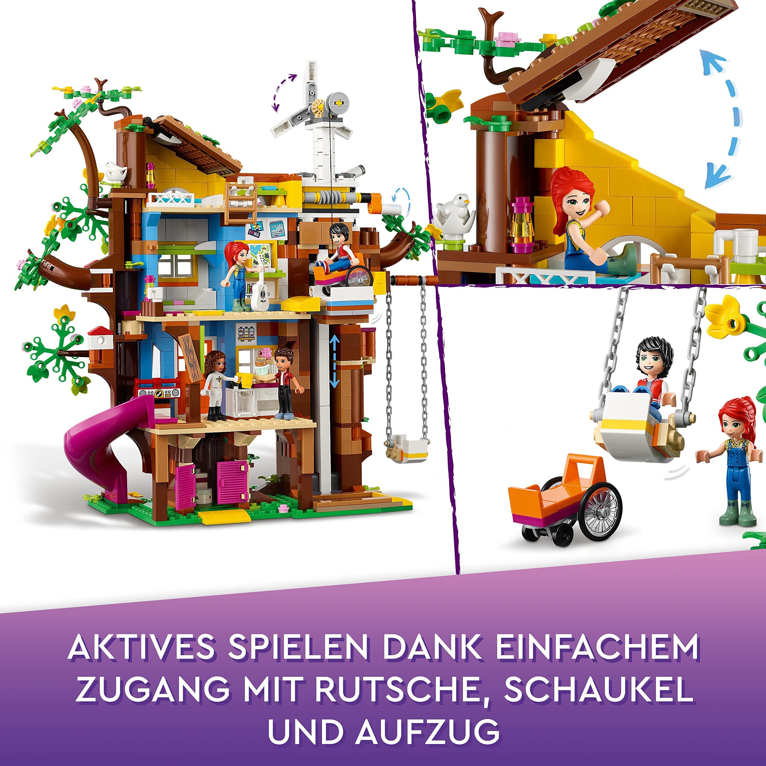 LEGO 41703 Friends Freundschaftsbaumhaus mit 5 Mini-Puppen und Tier-Figur, Natur-Lernspielzeug für Mädchen und Jungen ab 8 Jahren, Spielzeug-Haus in Heartlake City, Geschenk für Kinder
