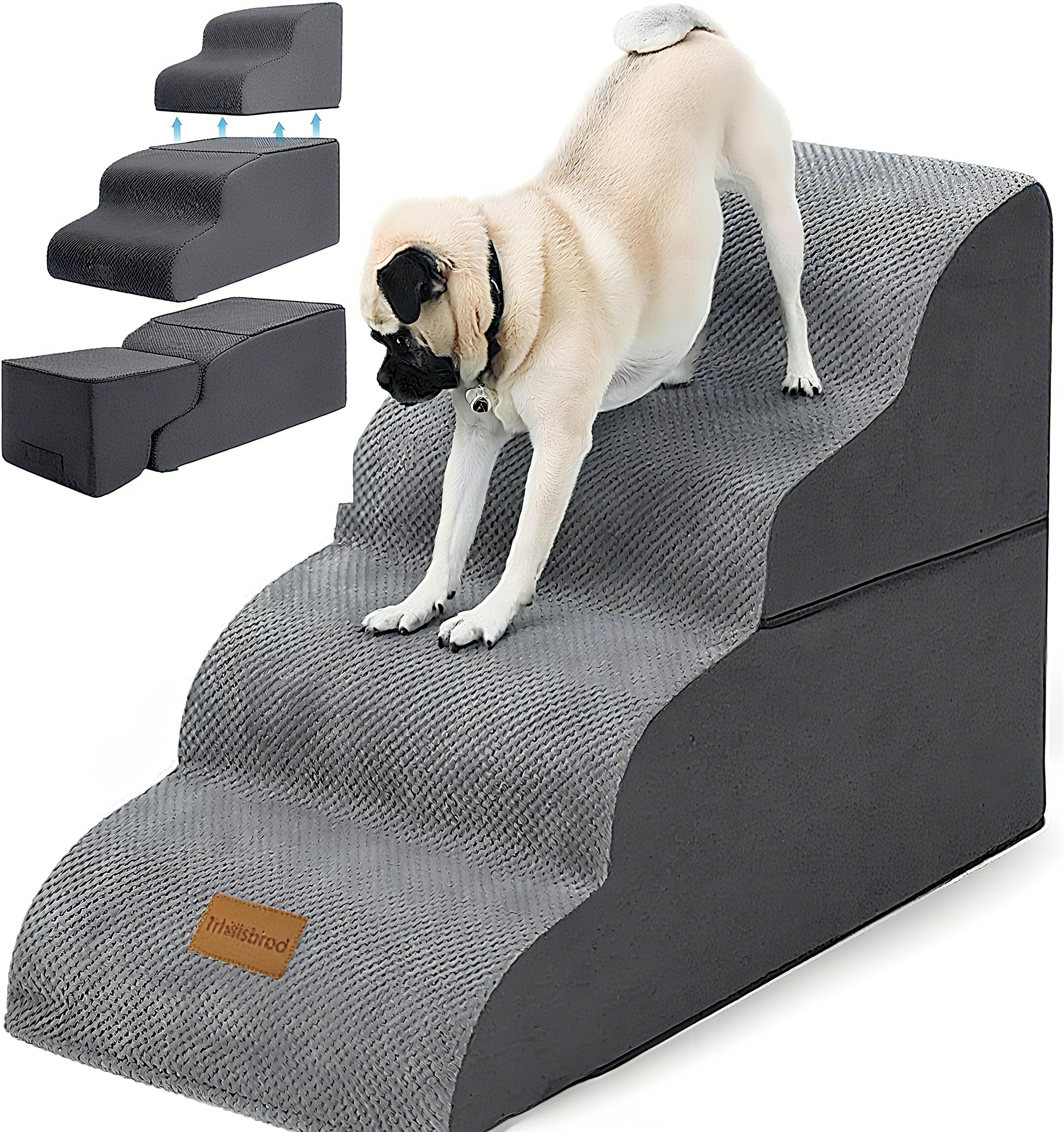 Trhillsbrad - Scala per cani di piccola taglia e gatti, 4 gradini, 2 in 1, scale per letti alti e antiscivolo bilanciate per interni