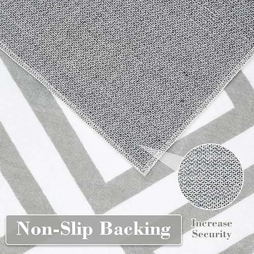 Miniatura 3 de Alfombra de 4 x 6 pies, lavable para sala de estar, alfombra geométrica moderna, alfombra de dormitorio con parte trasera antideslizante, alfombra