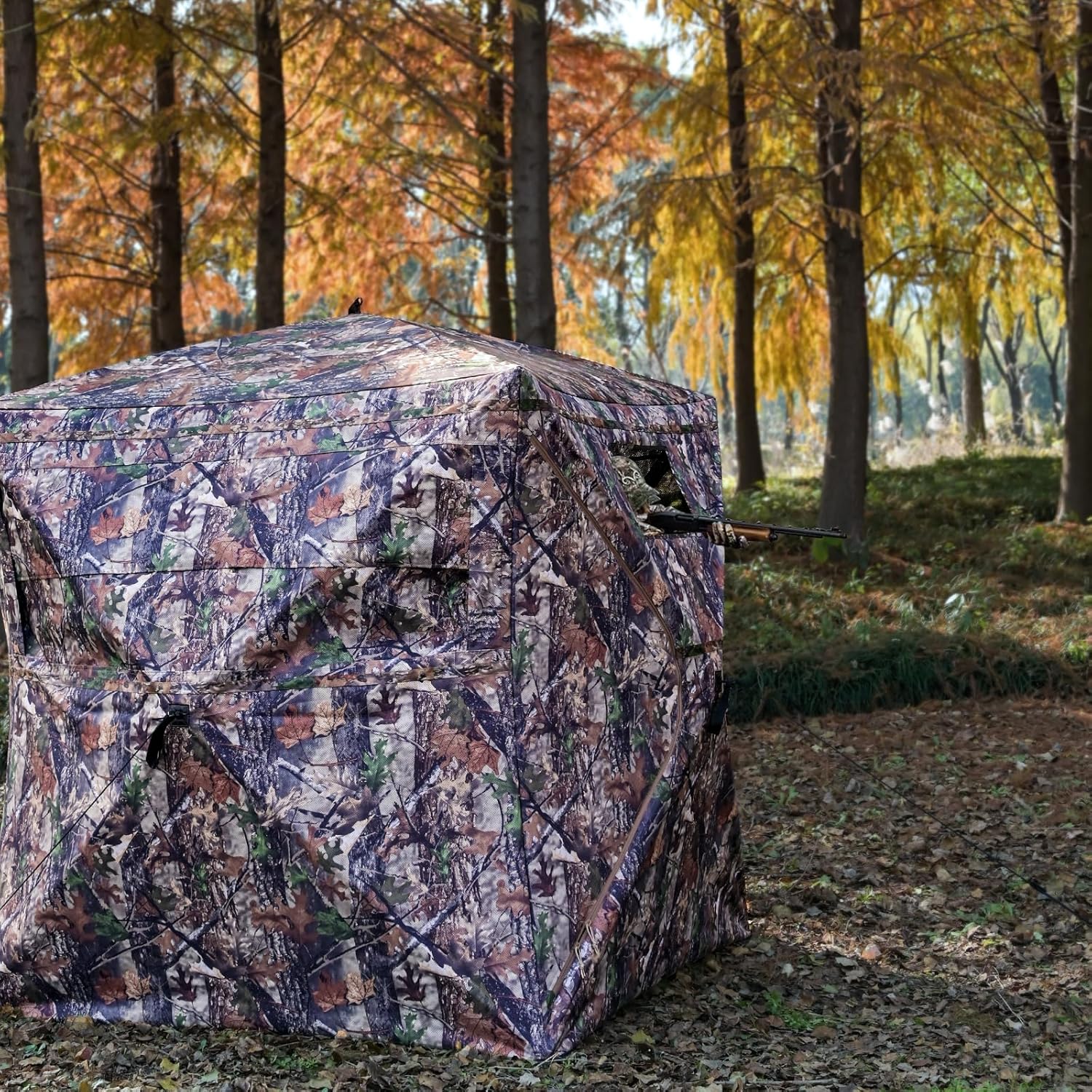 Hunting Blind - 2-3 Person & 3-4 Person 360/270 See Through Ground Blinds for Hunting Deer and Turkey, Pop Up Deer Blind with Single Door/Dual Doors, Portable Carry Bag and Quiet Fast - Image 8
