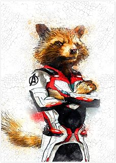 Rocket Raccoon Art, Guardians Of The Galaxy Movie Print, Marvel Superhero Wall Art Poster, Avengers Endgame Quality Art Print - Cotton Paper