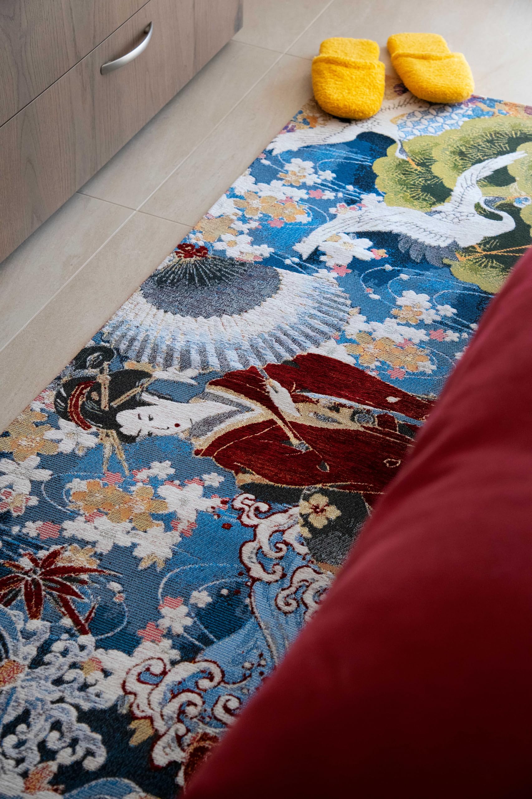 Excelsa Living Tappeto Passatoia da Arredo, Multicolo, Tessuto Jacquard, Poliestere Ciniglia Cotone, Antiscivolo, per Cucina e Bagno (Kimono, 180 x 55 Cm.)