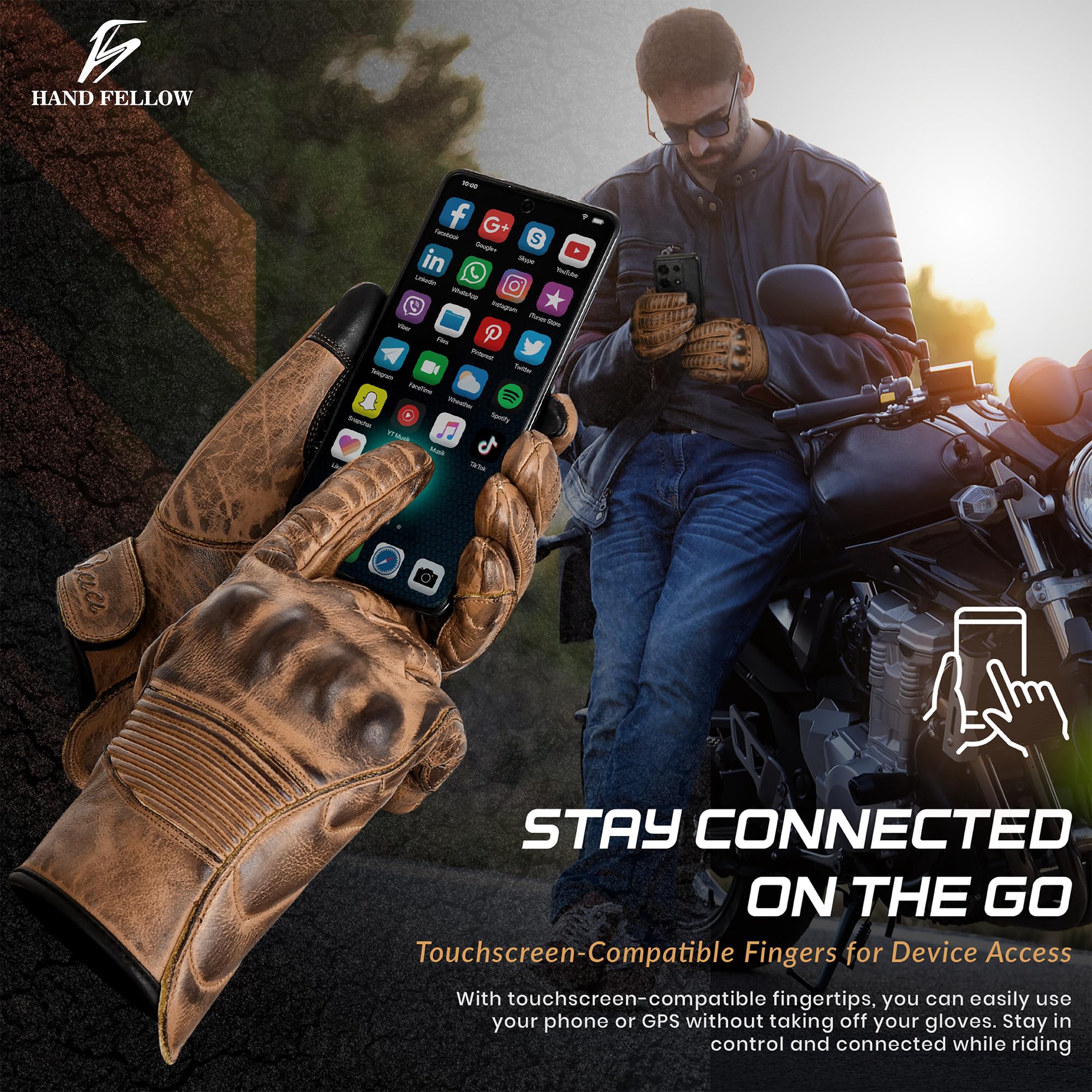 Guanti da moto in pelle da uomo, guanti estivi da moto, guanti da corsa, guanti in pelle, guanti da equitazione ATV guanti neri