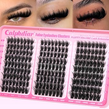 Fluffy Lash Clusters Thick Volume Lash Extension 10-18mm Cluster Eyelash Extensions Individual Lashes Wispy Eyelash Clusters Easy to Apply Cluster Lashes DIY Dramatic Lash Fills 160D+180D+200D
