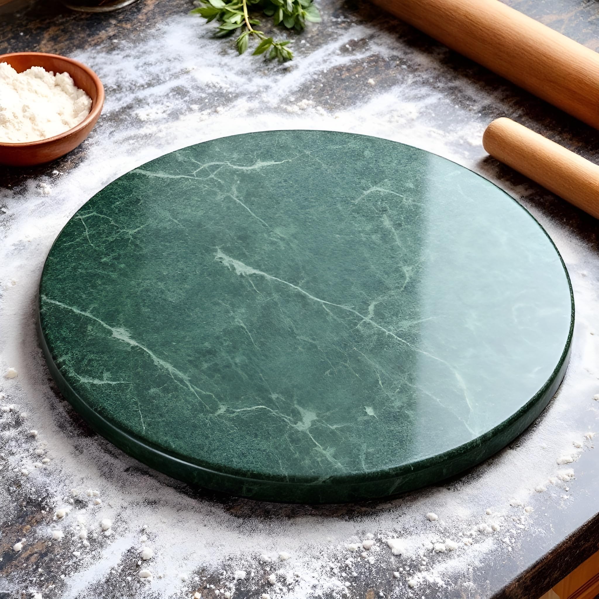 Modern Decor Emporium Green Marble Chakla (9 Inch) | Roti Maker | Rolling Pin Board | Chapati Maker | Chakla | Kitchen Tools for Home & Kitchen | Polished | Finished Marble Roti Maker. (Green)-image-21