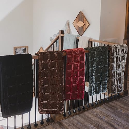 Miniatura 7 de HiEnd Accents Stella - Manta de terciopelo de seda sintética color marrón cobre, 50 x 60 pulgadas, manta de felpa suave y acogedora de doble