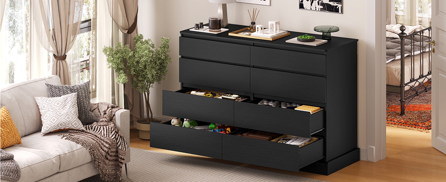 princess polly baby blue dress Lorient 8-drawer LED Bedroom Flame Box Dresser Black main image 0