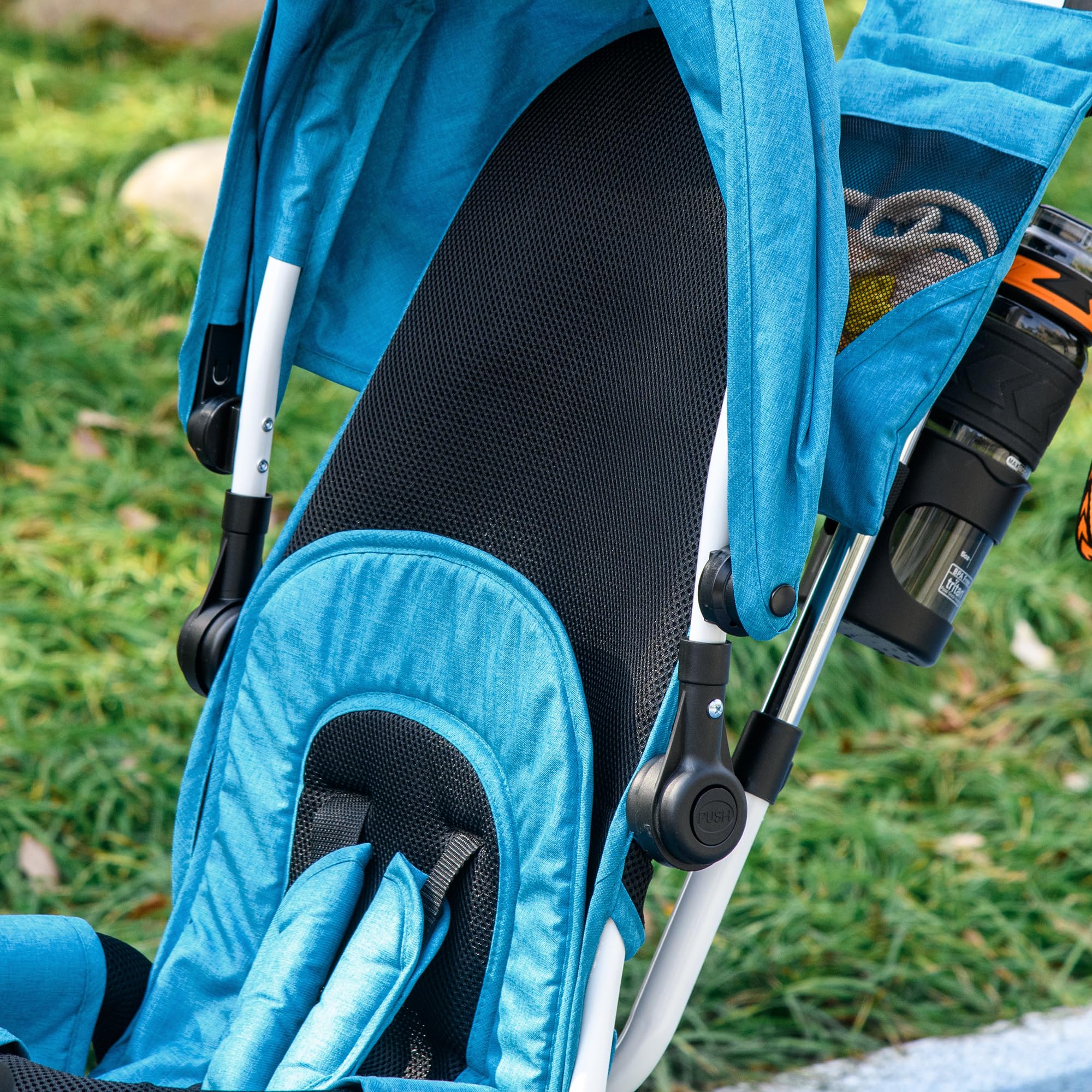 HOMCOM Dreirad 6-in-1 mit Schubstange für 1-5 Jahre Kinder bis 25kg, Kinderdreirad mit Vorwärts und Rückwärtsfahrt, Korb Tasche Becherhalter Sonnendach, Blau