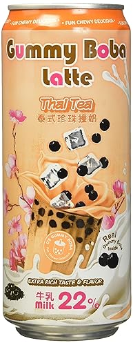O's Bubble Bebida de té de burbujas enlatte boba gomoso con perlas masticables de Boba (Konjac), mezcla de leche entera al 22%, 15.9 fl oz (15.9 fl