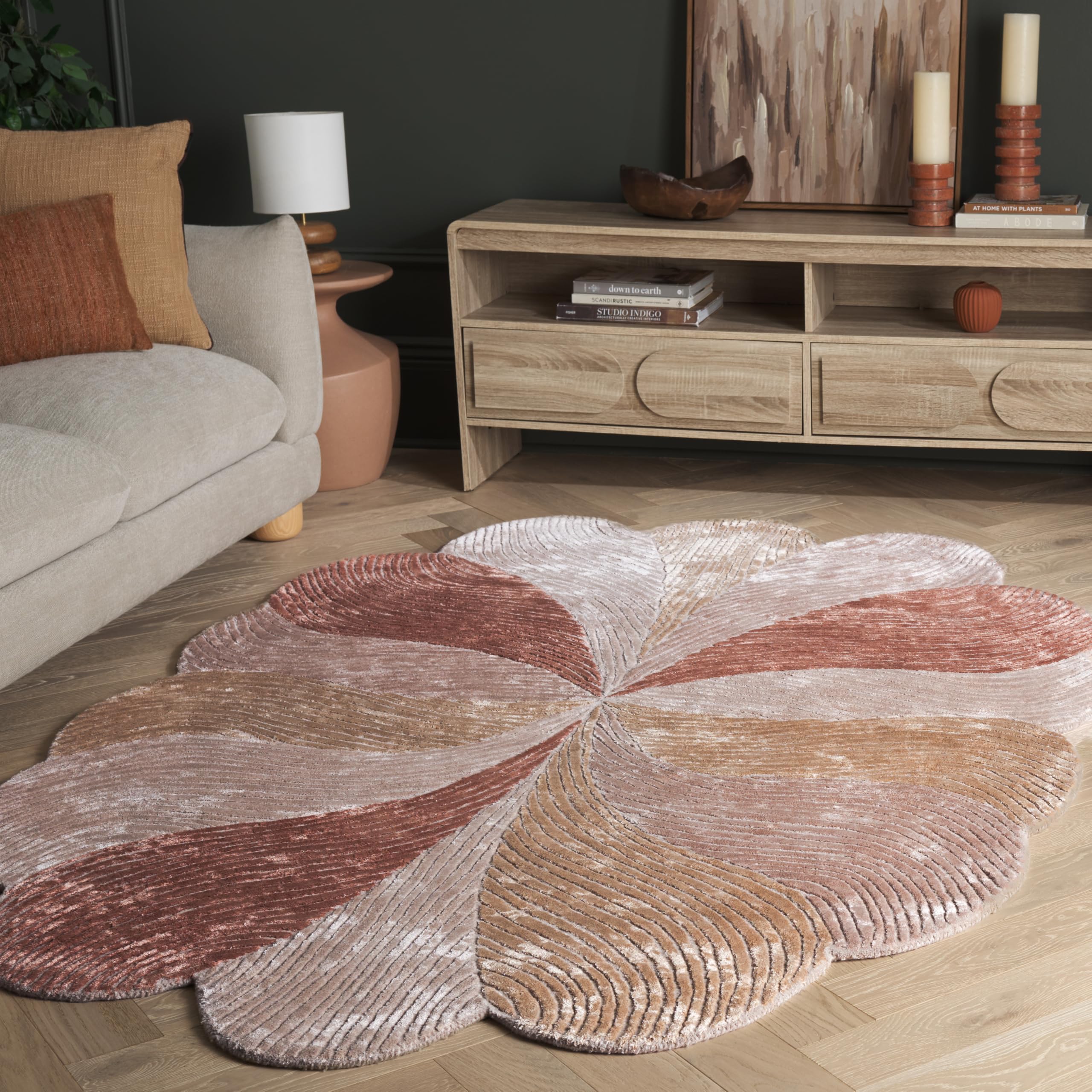 SAFAVIEH Area Rug 6x9 - Fifth Avenue Collection - Oval, Rust & Beige, Handmade Wool & Viscose, Ideal for Living Room, Bedroom, Dining Space (FTV856P)