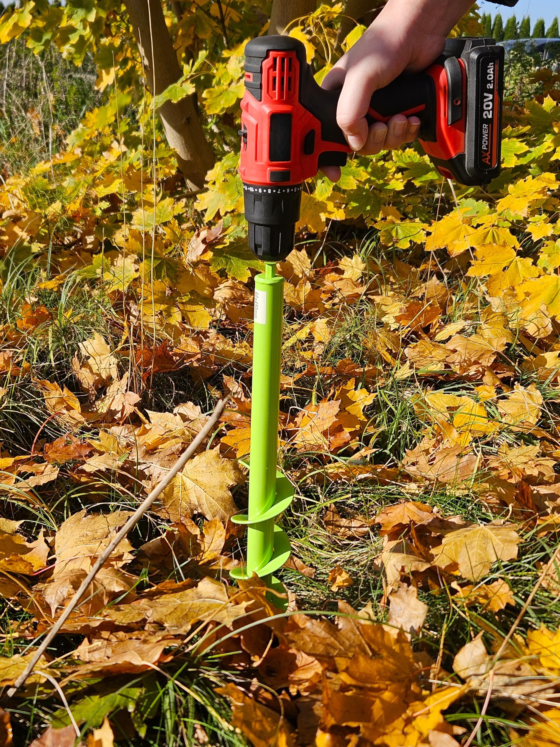 WERHE świder ziemny 80 mm Ø, 350 mm długości do wiertarki i wkrętarki akumulatorowej – świder ogrodowy do łatwego sadzenia kwiatów, krzewów i wykonywania otworów pod słupki ogrodzeniowe
