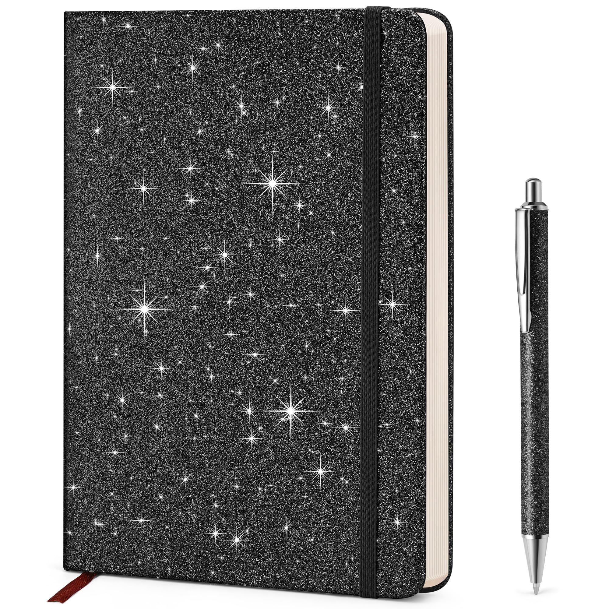 Black Glitter Journal for Kids, No-Shed Sparkle, Gifts for Boys & Girls