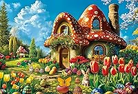 Vista 1 de Rompecabezas de 300 piezas para adultos y niños, rompecabezas de Pascua, casa de hongos