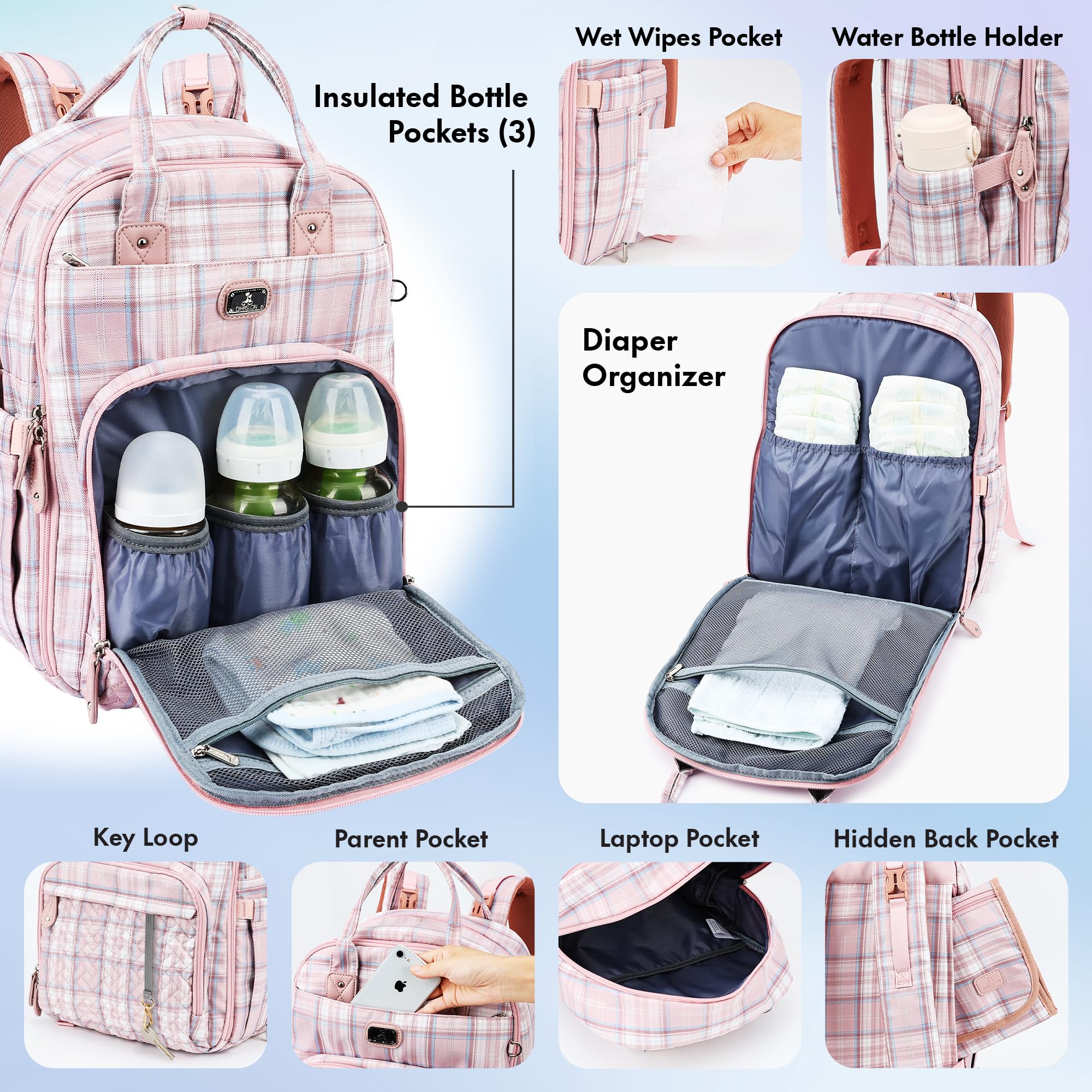 Dikaslon Borsa Zaini fasciatoio, Zainetto fasciatoio grande multifunzione Borsa bebè