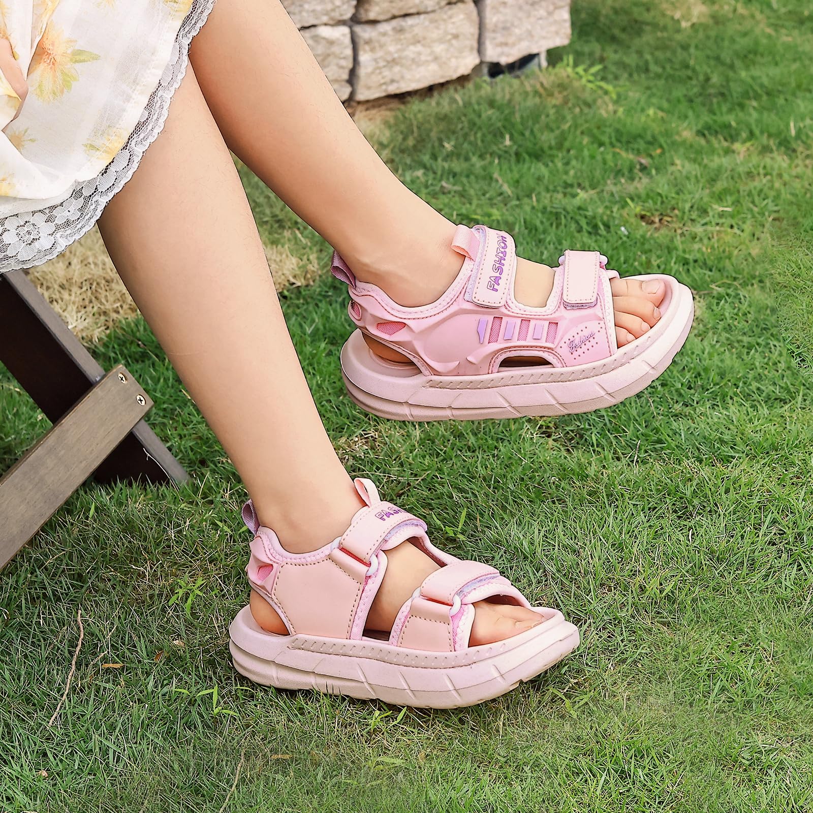 Sandale Enfant EVA Sandales Fille et Garçon, Sandalettes Bouts Ouverts Antidérapantes pour Enfants, avec Fermeture à Double Scratch, Confortables Sandales pour Les Activités en Plein Air