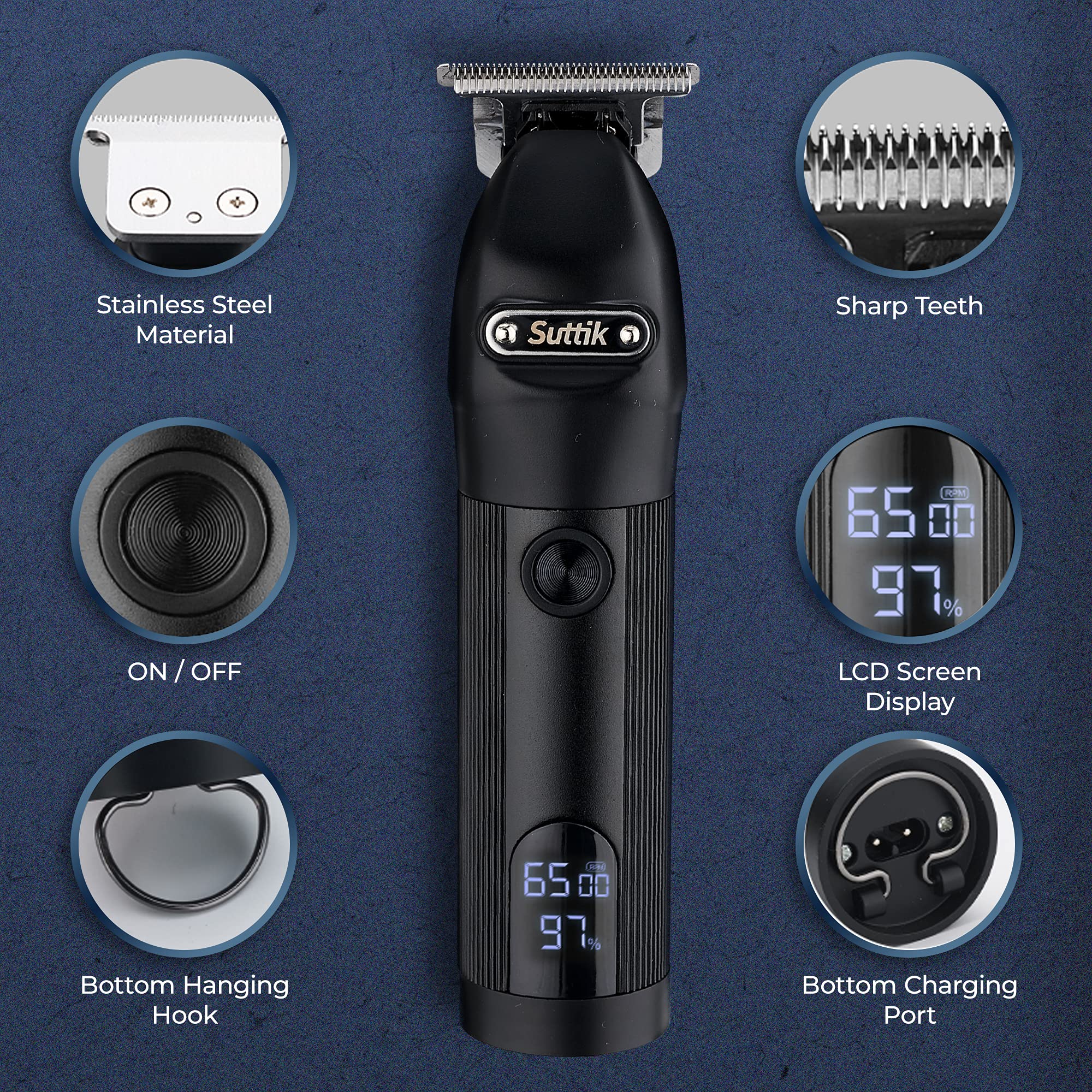 Suttik Beard Trimmer for Men Electric Razor and Body Grooming Shaving Kit Shaver to Trim