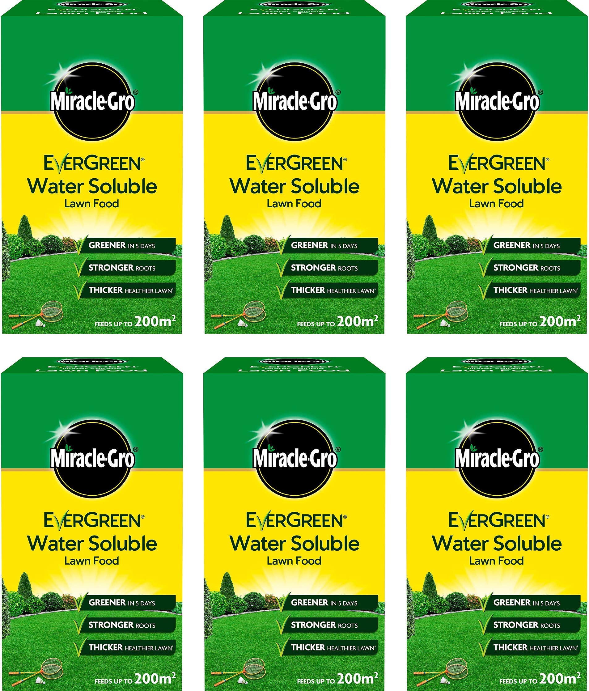 Miracle-Gro Water Soluble Lawn Food 6kg (6 x 1kg Packs)