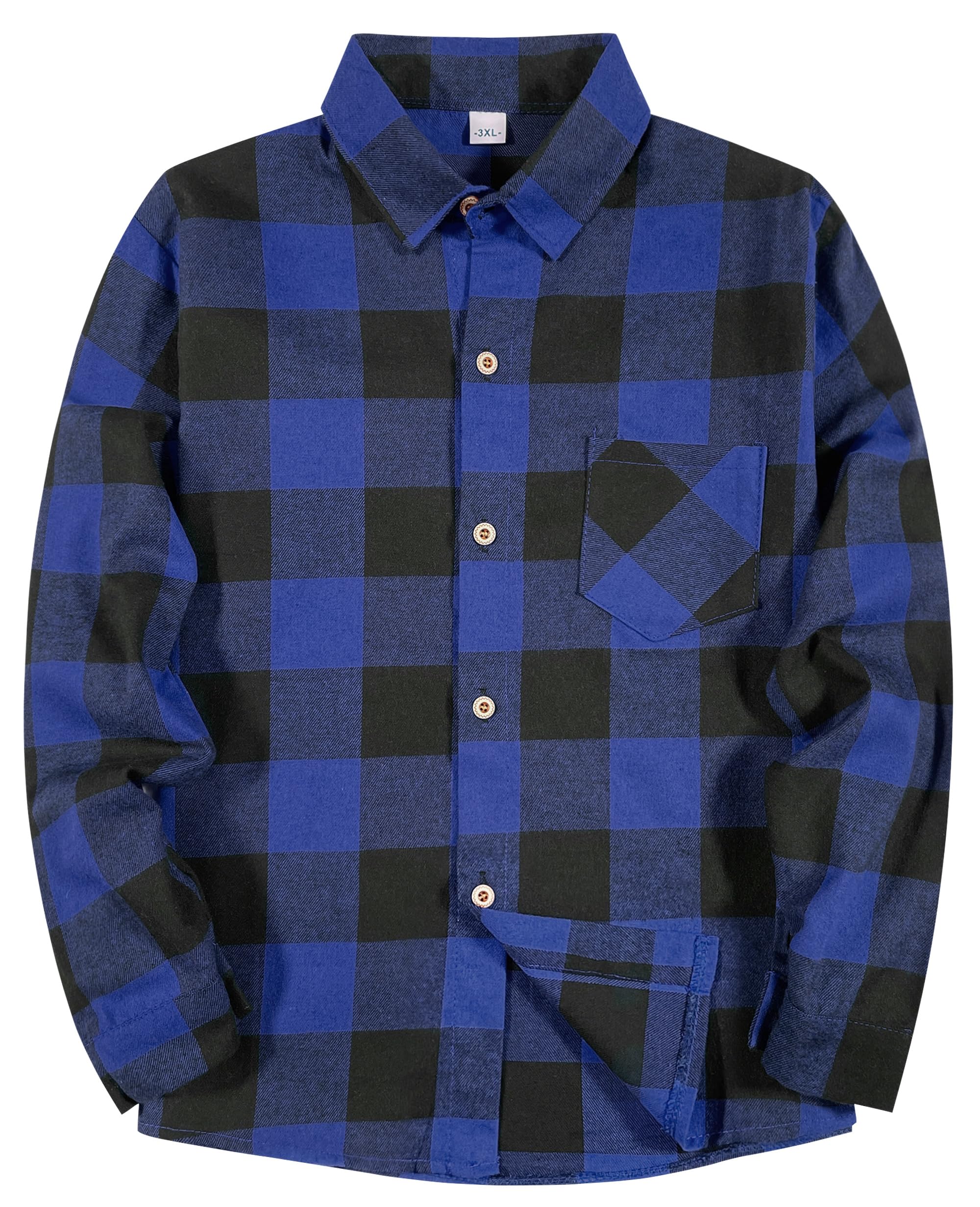 SELINK Girls Long Sleeve Flannel Shirt Kids Buffalo Plaid Button Down Shirt Casual Cute Flannel Blouse Tops