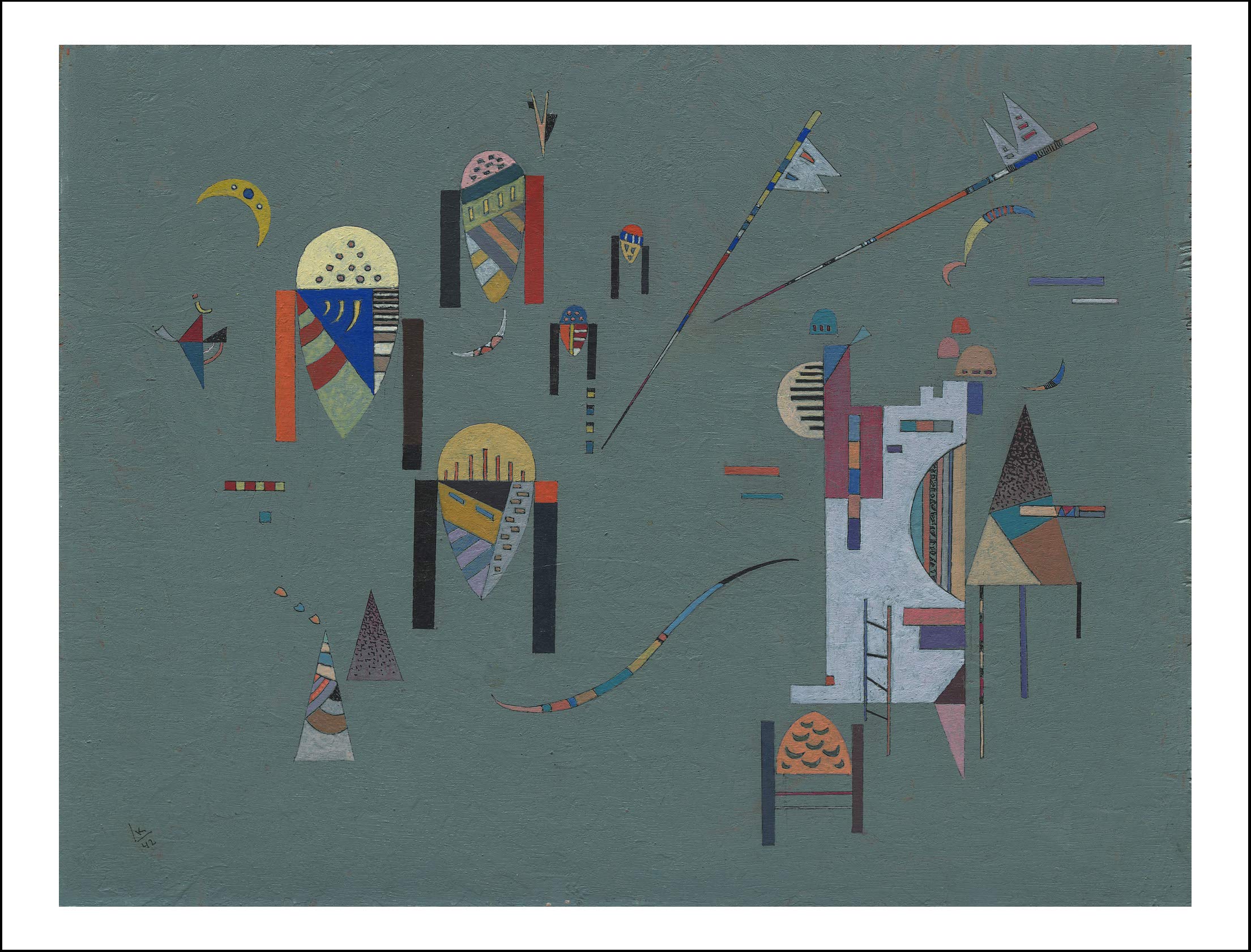 VERTICAL ACCENTS by Wassily Kandinsky, 12x8"(A4) Poster Print