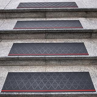 Spurtar Rubber Stair Treads 35" x 10", 5 PCS Non-Slip Outdoor Stair Treads for