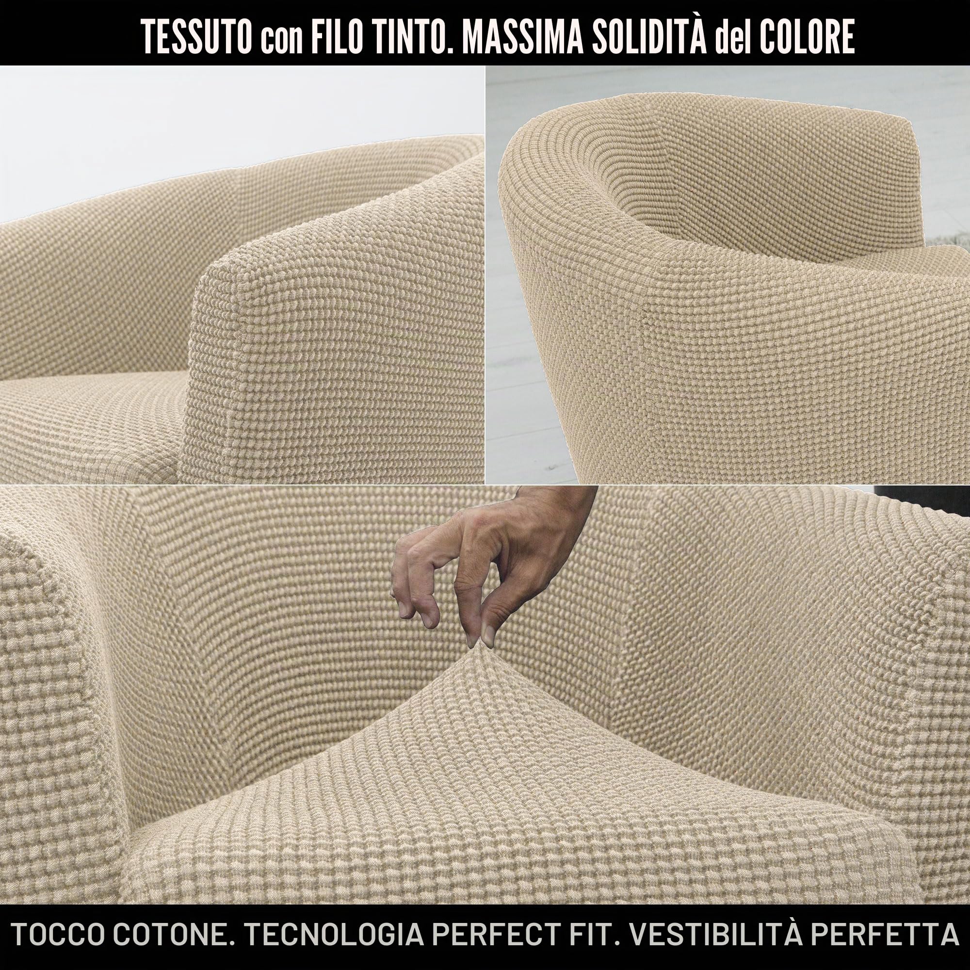 FAVERTI Fodera per poltrona Club con fodera per seduta | Fodera super elastica compatibile con le poltrone IKEA TULLSTA e BAKLA | Modello NOVELE | Beige | Tessuto jacquard di qualità al tatto in