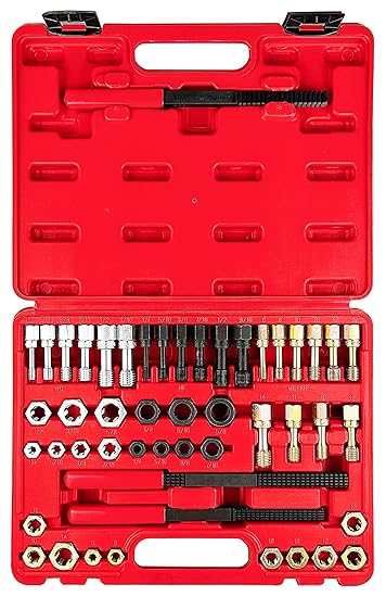 wesleydrill Thread Chaser Set, 49-Piece Metric and SAE Thread Repair Kit, 22 Taps, 24 Dies, 3 Thread Files, UNF and UNC Size