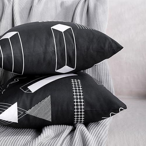 Miniatura 3 de NTBAY Funda de almohada decorativa de microfibra con cremallera de 18 x 18 pulgadas, suave y acogedora funda de cojín cuadrada con patrón geométrico