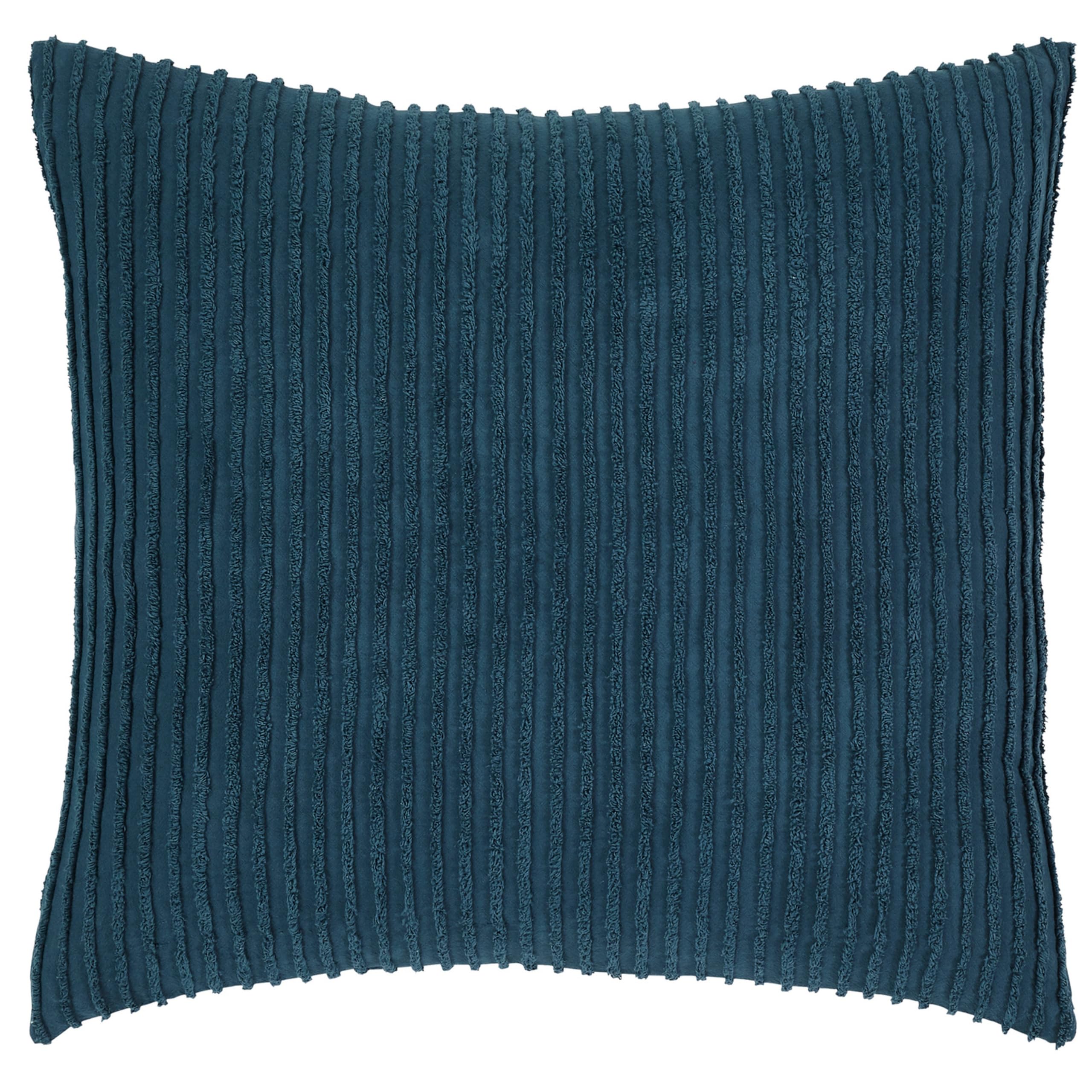 Better Trends Jullian Collection is Super Soft and Light Weight in Bold Stripes Design 100% Cotton Tufted Unique Luxurious Machine Washable Tumble Dry, Euro Sham, Teal