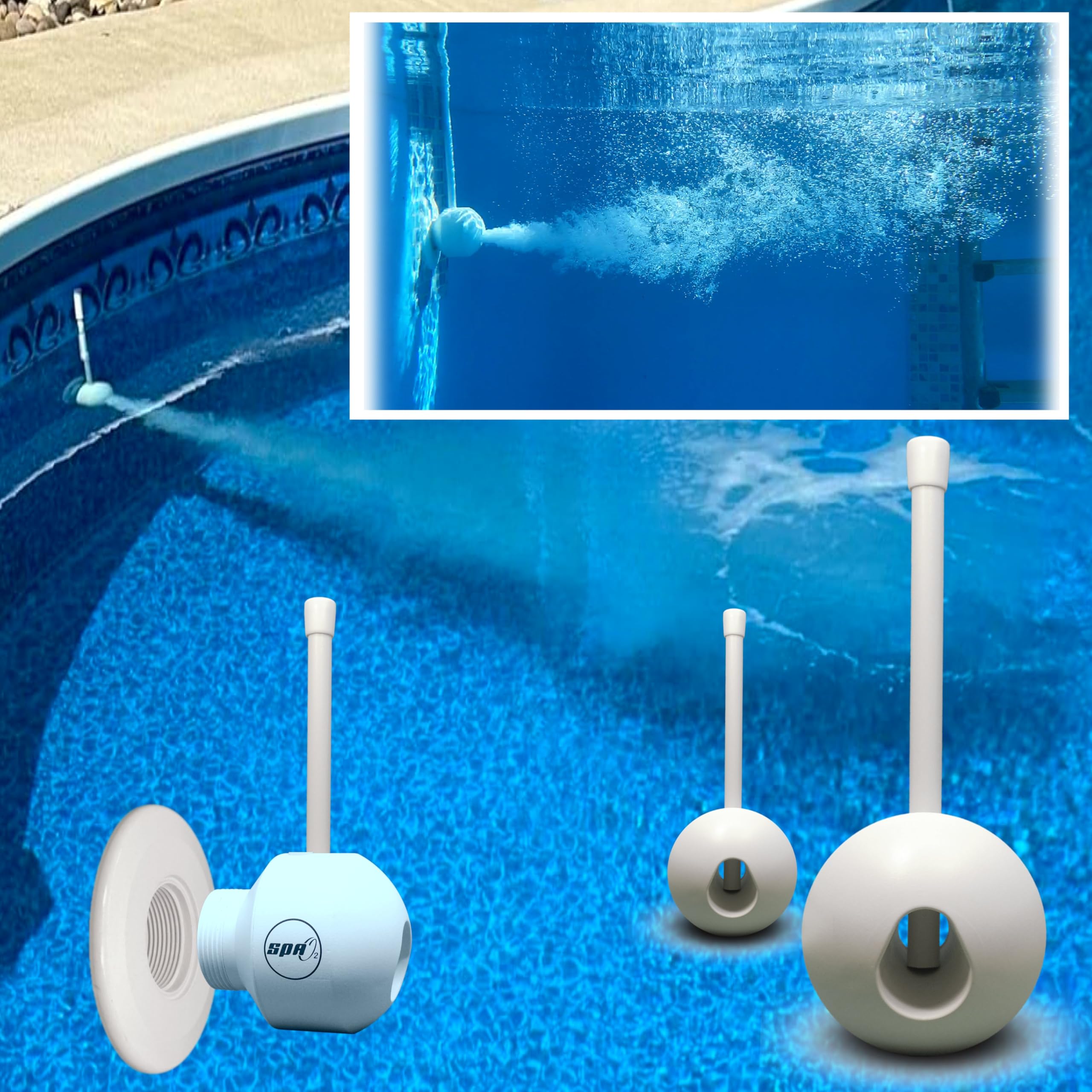 Venturi Swimming Pool Aerators Set, ABS Injection, Fit Most 1-1/2” Return Jets (for Hayward-type returns search for “SpaO2 Connectors”), Raise pH Without Changing Alkalinity, Crystal Clear Water