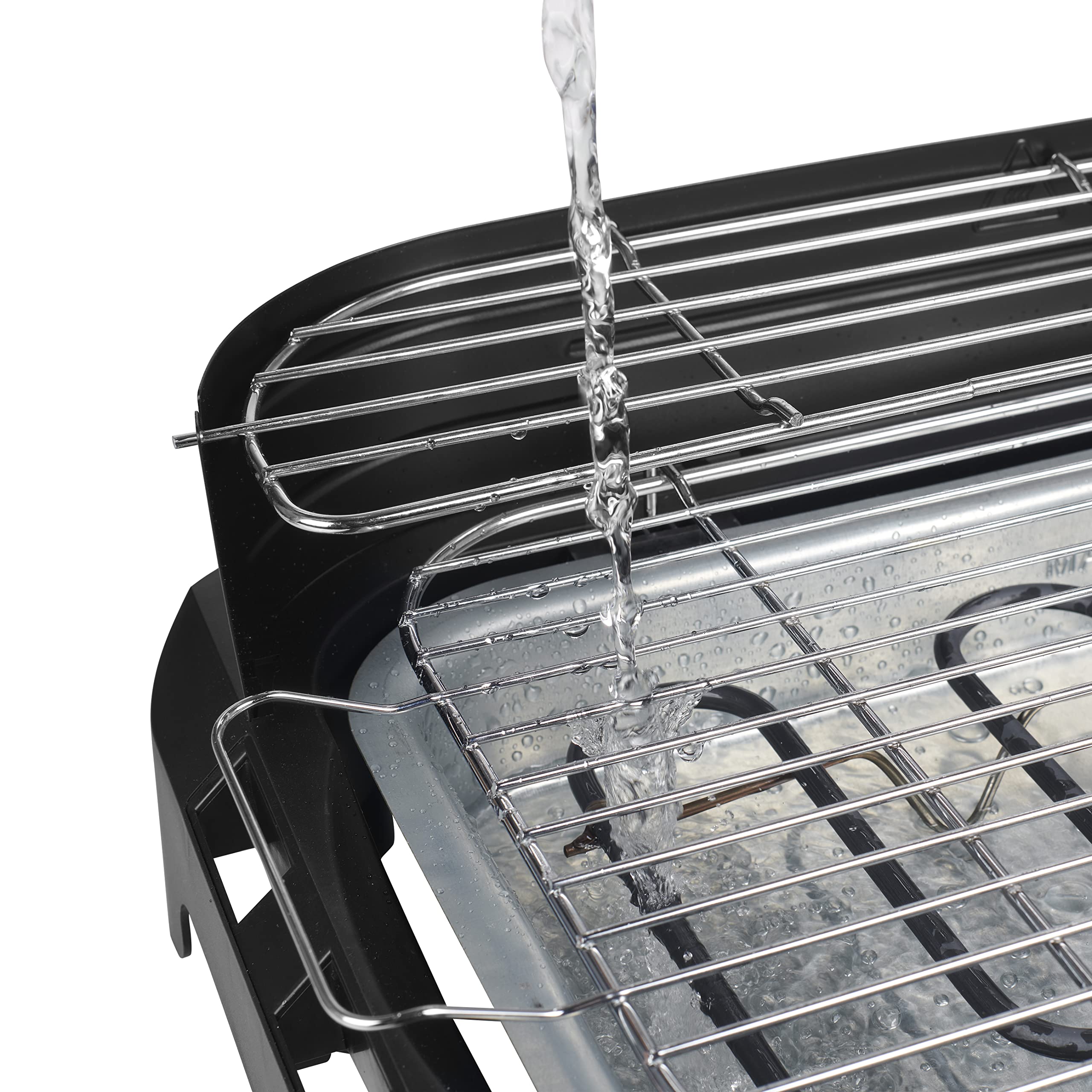Princess Barbecue Elettrico con Mensole, 2200 watt, Sistema anti-fumo, Paravento, Superficie di 40 x 24.5 cm, Nero