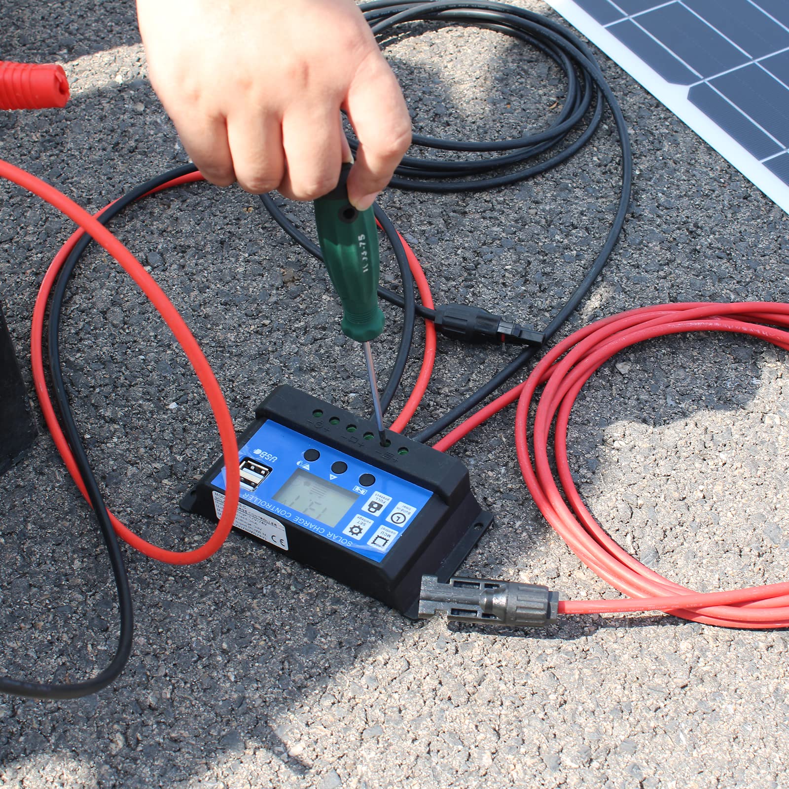 Solar Panel Kit 400W 4*100W Flexible Solar Panel 12V Photovoltaic Waterproof Solar Charger 40A Controller+3m Cable+1m Battery Clip Cable for 12v Baterry Charger (400)