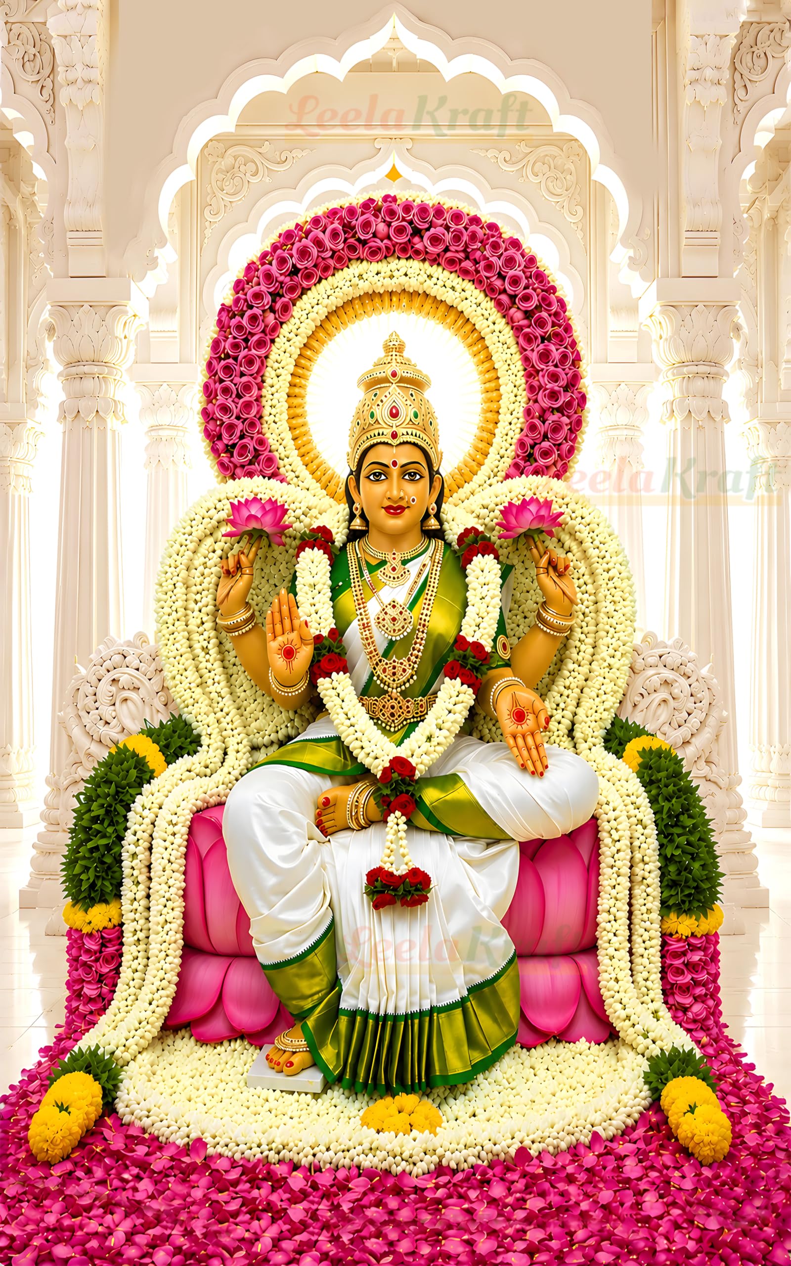 VARAMAHA LAXMI Backdrop Cloth (7 x 5 Feet) | Traditional Pooja Decoration & Background Curtain | for All Festival, Function, Ceremonies & Home Décor-image-41