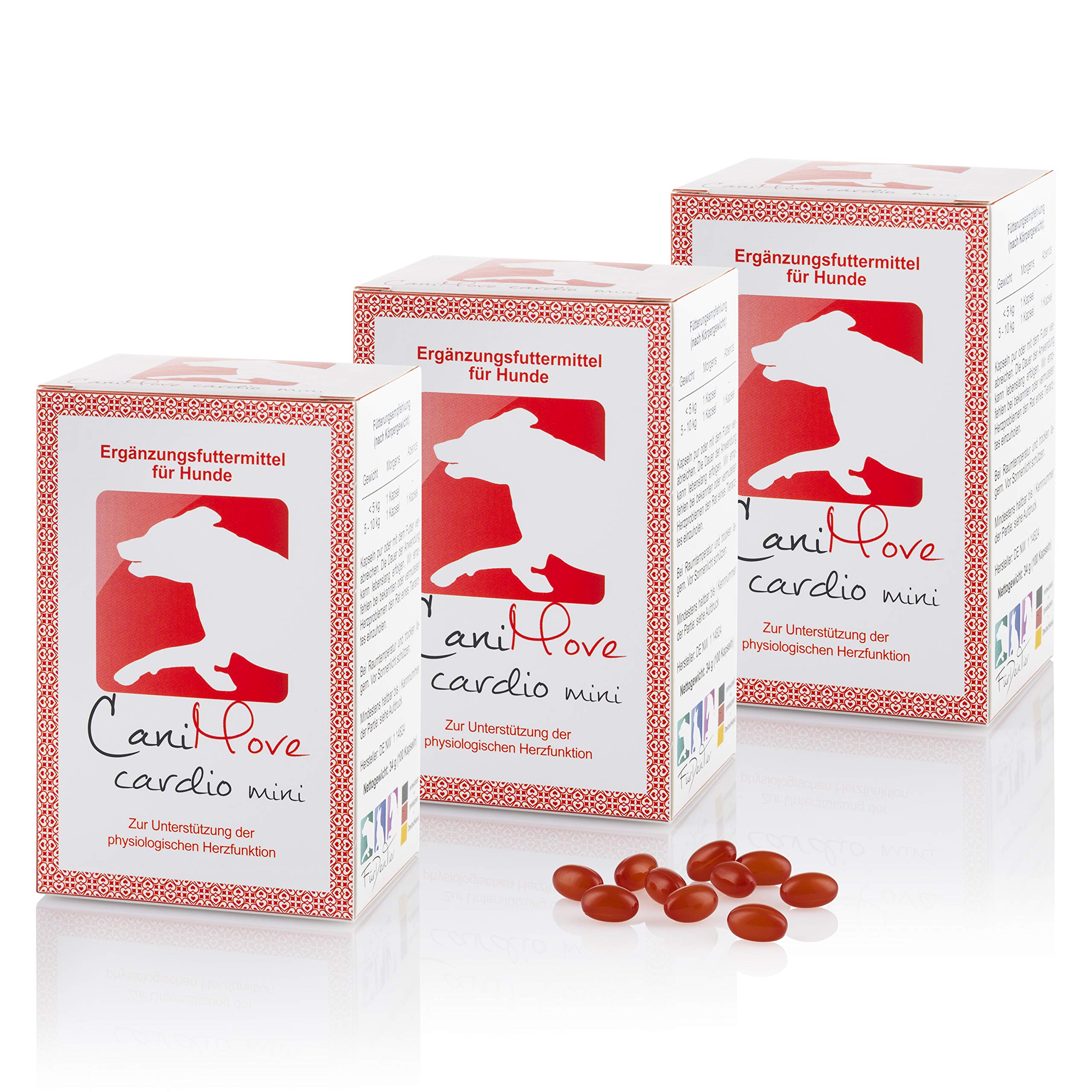 300 Kapseln (3 Pkg.) CaniMove Cardio mini -Ergänzungsfuttermittel für Hunde zur Unterstützung der Herzfunktion.