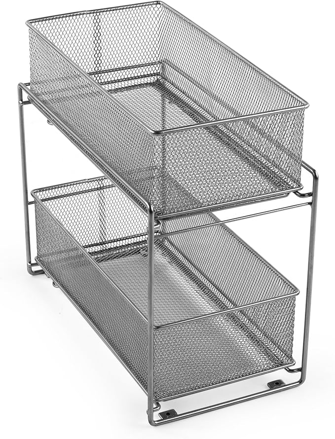 Silver Wire Mesh Kitchen Cupboard Baskets Amazon.co.uk Home & Kitchen