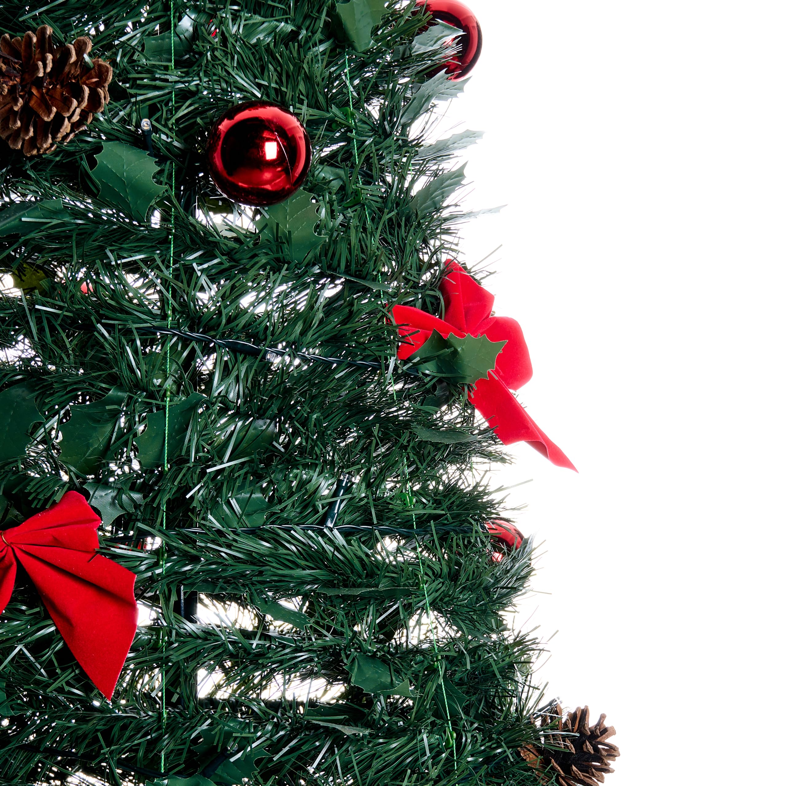 Árbol de Navidad Artificial con Luces LED incorporadas y Soporte metálico Plegable 184 cm Verde Pineora