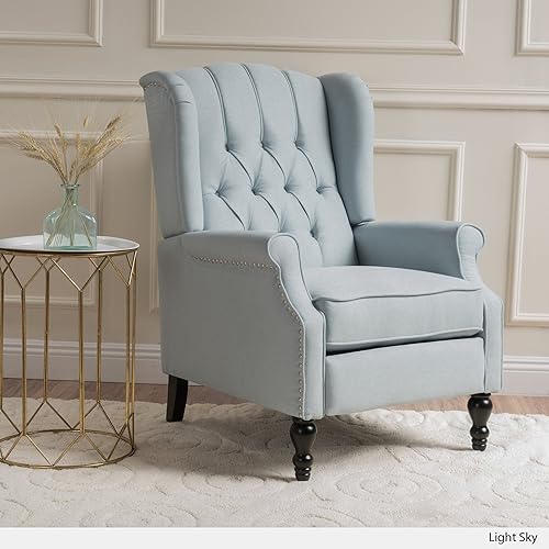Christopher Knight Home Walter Fabric Recliner, Light Sky Dimensions: 34.75”D