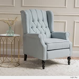 Christopher Knight Home Walter Fabric Recliner, Light Sky Dimensions: 34.75”D x 28.00”W x 41.25”H