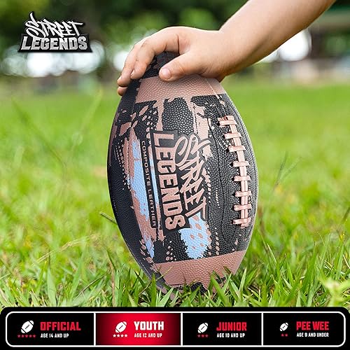 Miniatura 2 de Street Legends Youth Football for Kids, Graffiti Printed Composite Leather Size 8 Football- Includes Pump, Made for Training, Practicing, &