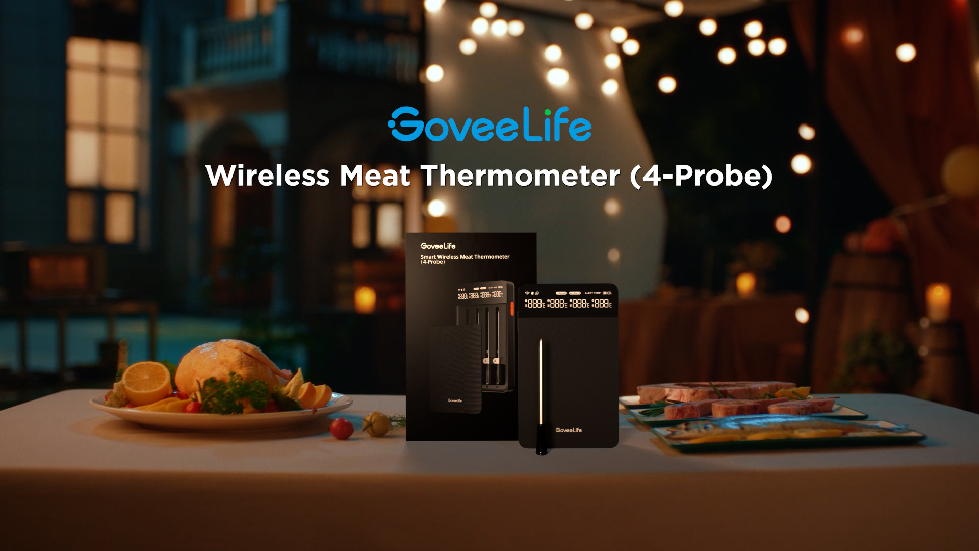 Image of GoveeLife Bluetooth Wireless Meat Thermometer with 4 Probes, WiFi Unlimited Range, ±1.8℉ Accuracy, IP68 Waterproof Real Time Monitoring Digital Food Thermometer for Kitchen, BBQ, Grill, Oven, Smoker