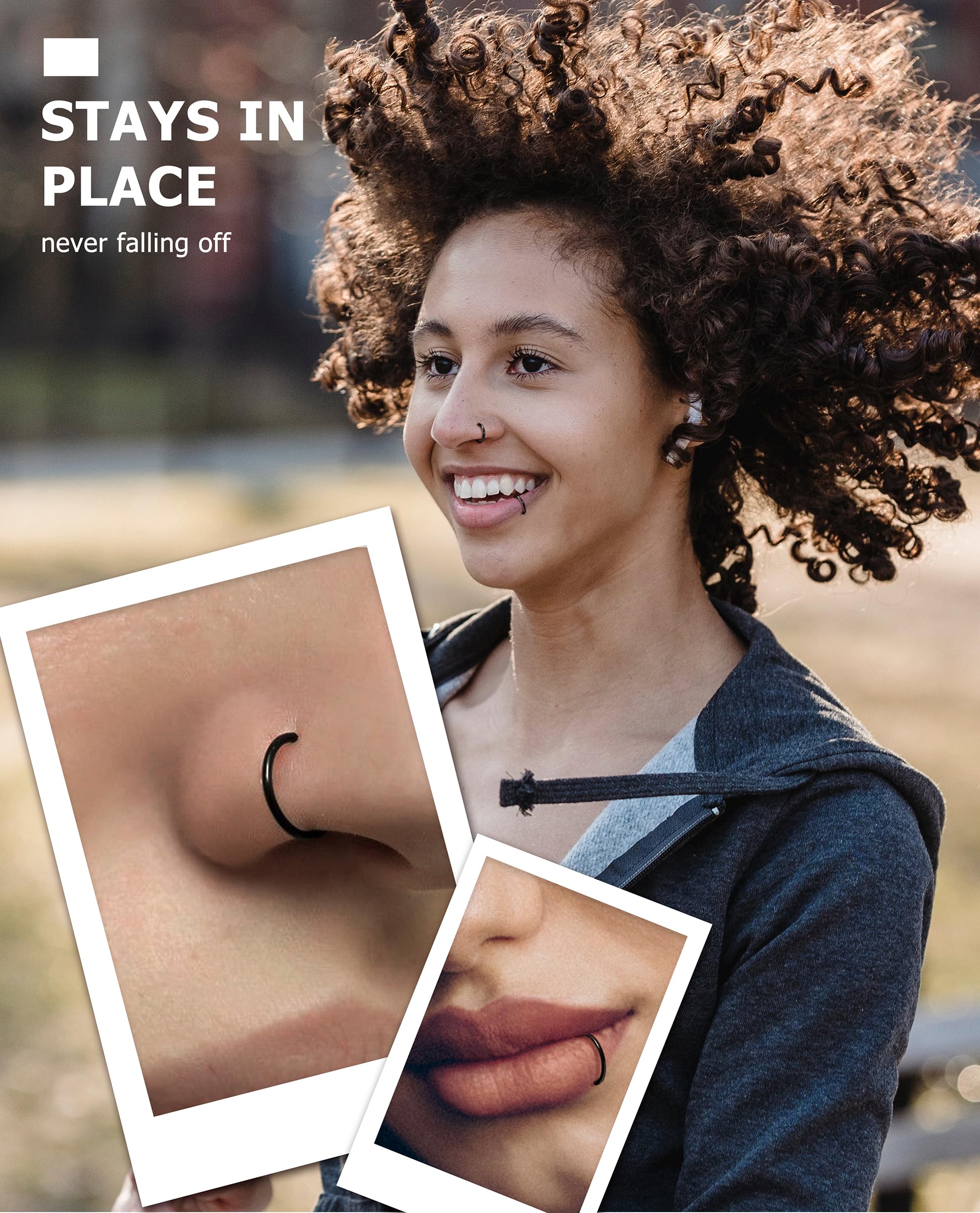 BodyBonita Piercing Naso Cerchio Acciaio Chirurgico 316L 8/5/4 pezzi 20G/18G/16G Septum Piercing alle Labbra Trago Helix Orecchino Conch Piercing Daith Nostril Anello Cartilagine Elice Tragus Rook